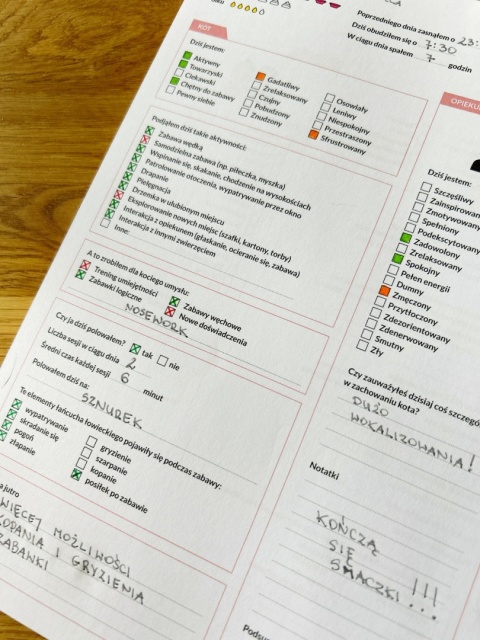DZIENNIK AKTYWNOŚCI KOTA + 2 cienkopisy GRATIS | Co Ty Kocie